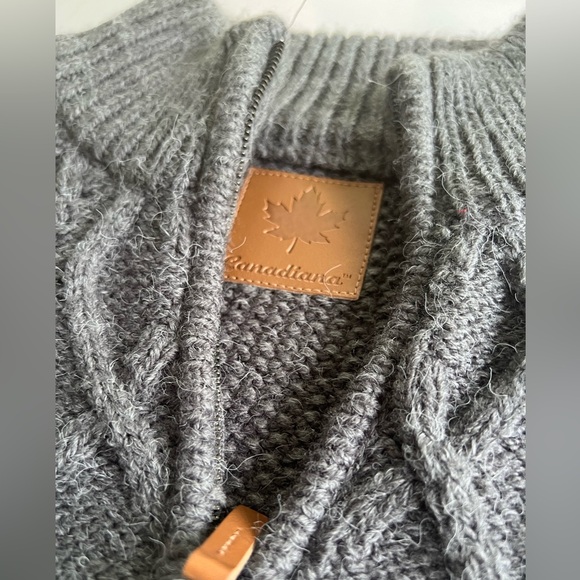 Canadiana Men's Quarter-Zip Cable Knit Sweater Size L - Picture 5 of 10